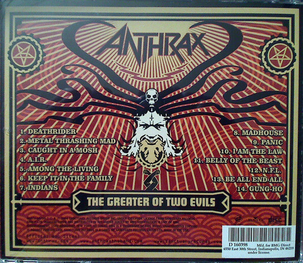 Anthrax : The Greater Of Two Evils (CD, Album, Club, UML)