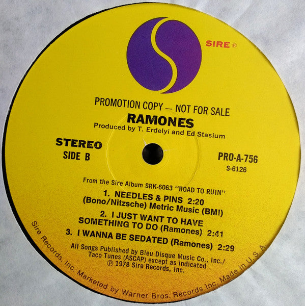 Ramones : Road To Ruin Radio Sampler (12", Promo, Smplr)