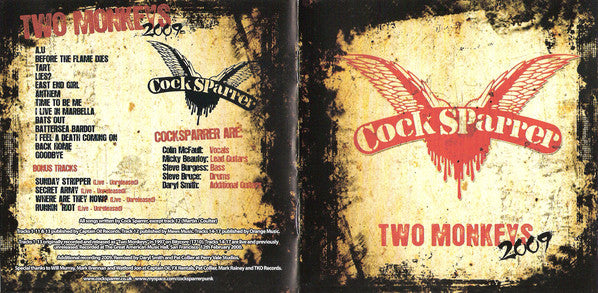 Cock Sparrer : Two Monkeys 2009 (CD, Album, RM)