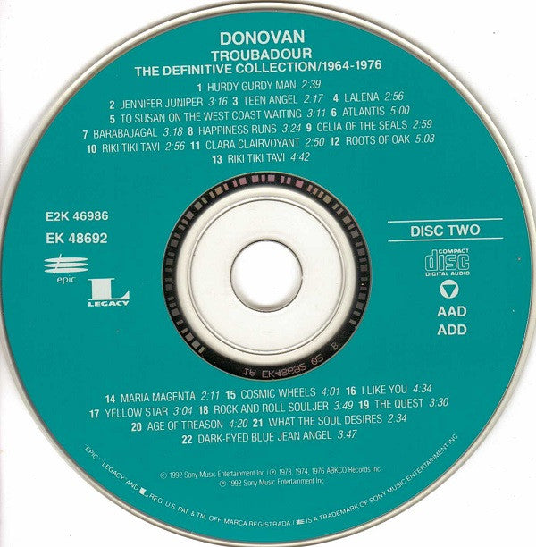 Donovan : Troubadour (The Definitive Collection 1964-1976) (2xCD, Comp)