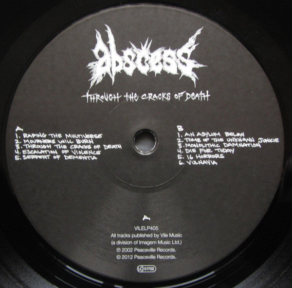 Abscess (2) : Through The Cracks Of Death (LP, Album, RE)