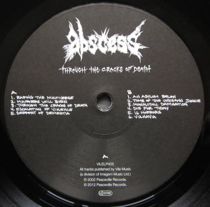 Abscess (2) : Through The Cracks Of Death (LP, Album, RE)