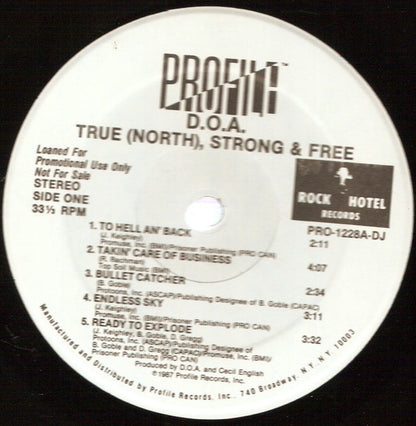 D.O.A. (2) : True (North) Strong & Free (LP, Album, Promo)