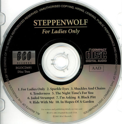 Steppenwolf : Early Steppenwolf / For Ladies Only (2xCD, Comp, RM)