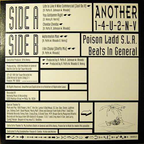 Poison Ladd S.L.R. / Beats In General : Another 1-4-U-2-N-V (12", MiniAlbum)