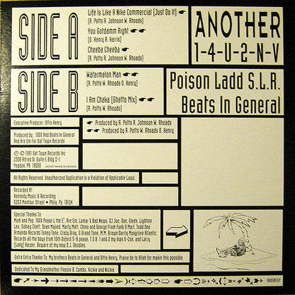 Poison Ladd S.L.R. / Beats In General : Another 1-4-U-2-N-V (12", MiniAlbum)