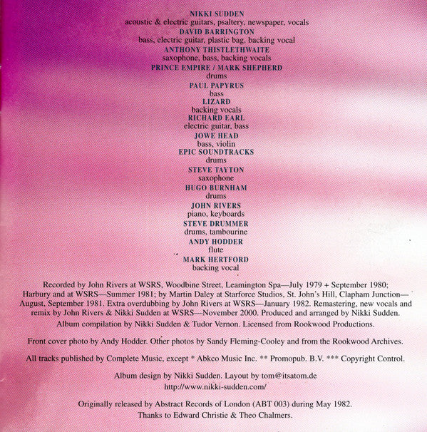 Nikki Sudden : Waiting On Egypt / The Bible Belt (CD, Album, RE, RM + CD, Album, RE, RM + Comp)