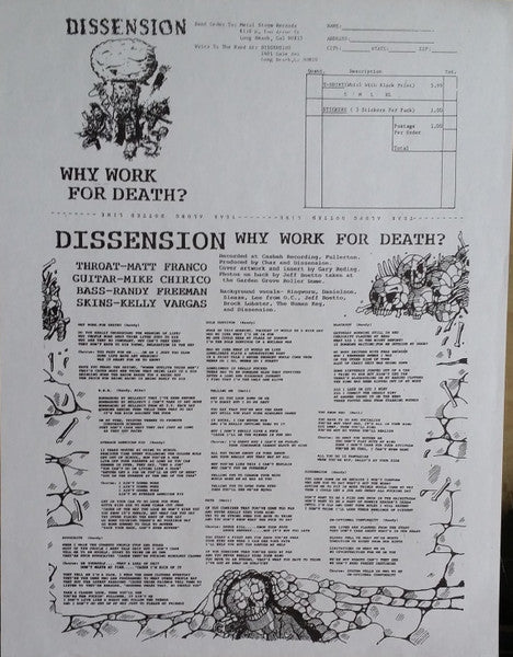 Dissension (3) : Why Work For Death? (LP, Red)
