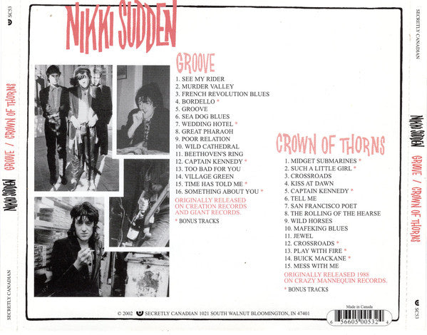 Nikki Sudden : Groove / Crown Of Thorns (CD, Album, Enh, RE, RM + CD, Album, RE, RM + Comp)