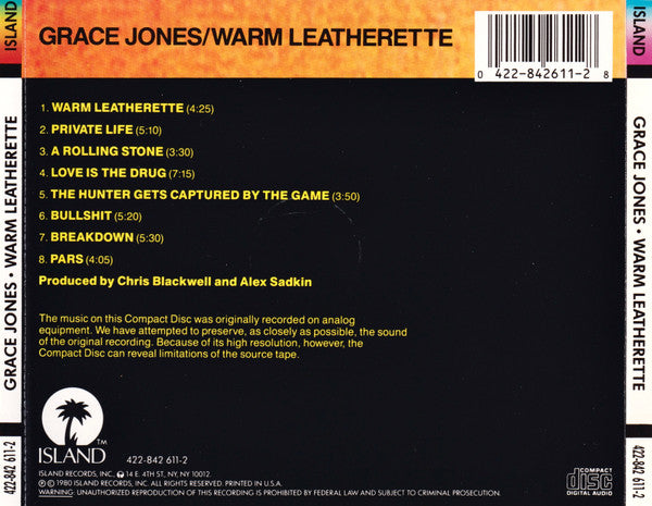 Grace Jones : Warm Leatherette (CD, Album, RE)