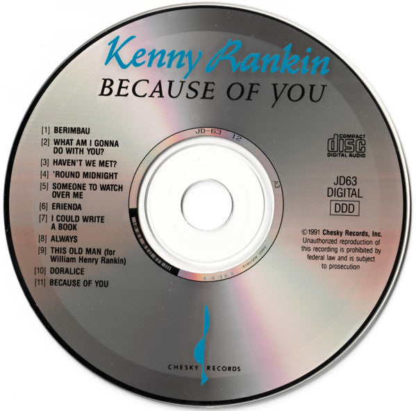 Kenny Rankin : Because Of You (CD, Album)