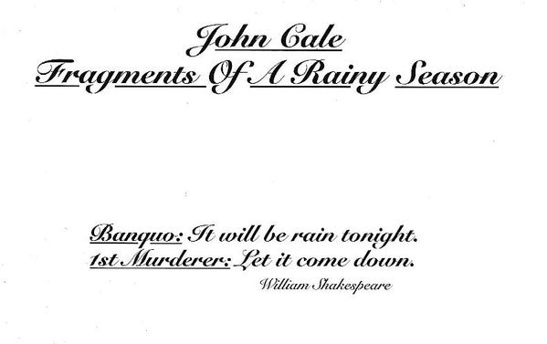 John Cale : Fragments Of A Rainy Season (Cass, Album)