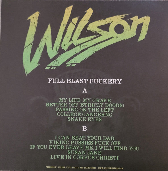 Wilson (27) : Full Blast Fuckery (LP, Album, Ltd, Gre)