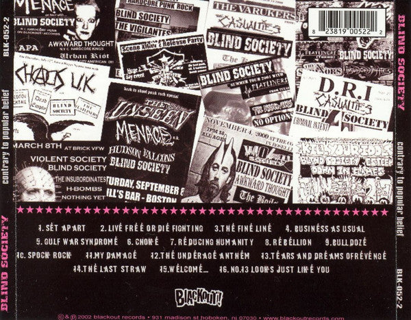 Blind Society : Contrary To Popular Belief (CD, Album)