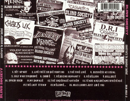 Blind Society : Contrary To Popular Belief (CD, Album)