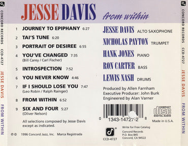 Jesse Davis (3) : From Within (CD, Album)