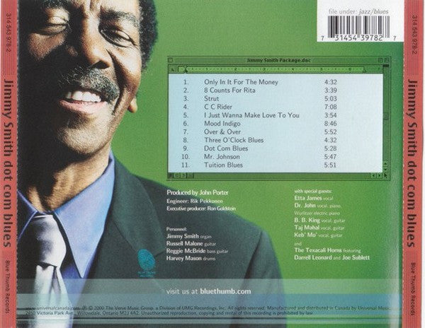 Jimmy Smith : Dot Com Blues (CD, Album)