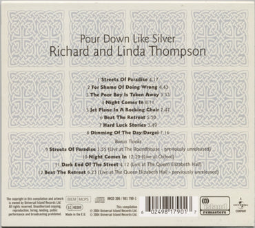 Richard & Linda Thompson : Pour Down Like Silver (CD, Album, RM)