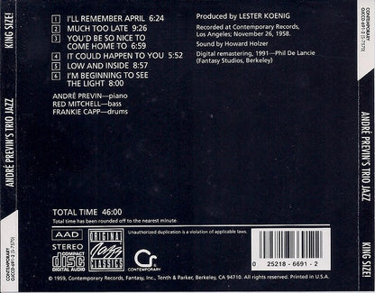 The André Previn Trio : King Size! (CD, Album, RE, RM)