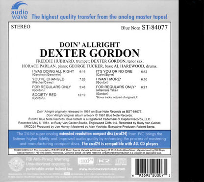 Dexter Gordon : Doin' Allright (XRCD, Album, RE)