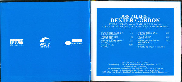 Dexter Gordon : Doin' Allright (XRCD, Album, RE)