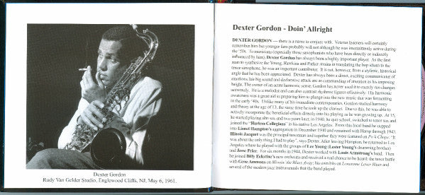 Dexter Gordon : Doin' Allright (XRCD, Album, RE)