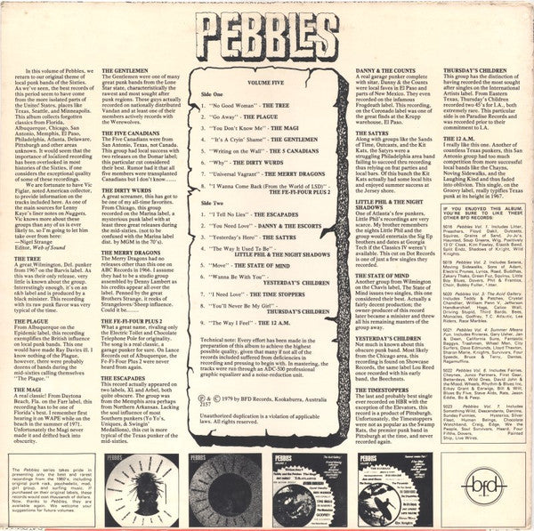 Various : Pebbles Vol. 5 (LP, Comp, Unofficial)