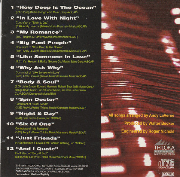Andy LaVerne : Double Standard (CD, Album)