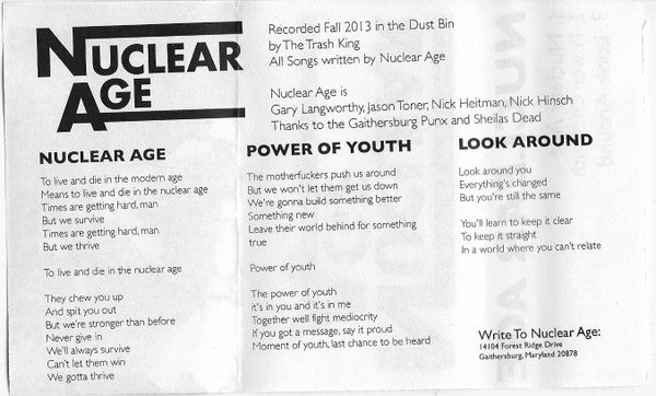Nuclear Age (3) : Nuclear Age - Demo (Cass, S/Sided)