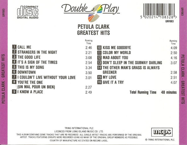 Petula Clark : Petula Clarke Greatest Hits (CD, Comp)