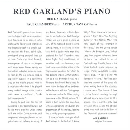 Red Garland With Paul Chambers (3) And Art Taylor : Red Garland's Piano (CD, Album, RE, RM)