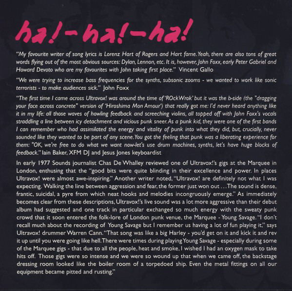 Ultravox!* : Ha! Ha! Ha! (CD, Album, RE, RM)