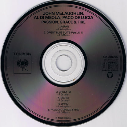 John McLaughlin, Al Di Meola, Paco De Lucia* : Passion, Grace & Fire (CD, Album, RE)