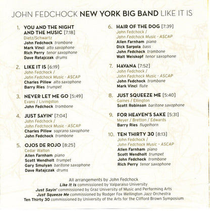 John Fedchock New York Big Band : Like It Is (CD, Album)