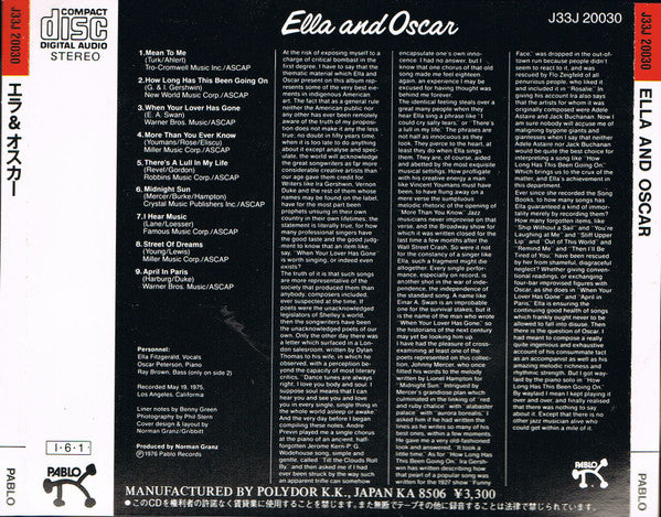 Ella* And Oscar* : Ella And Oscar (CD, Album, RE)