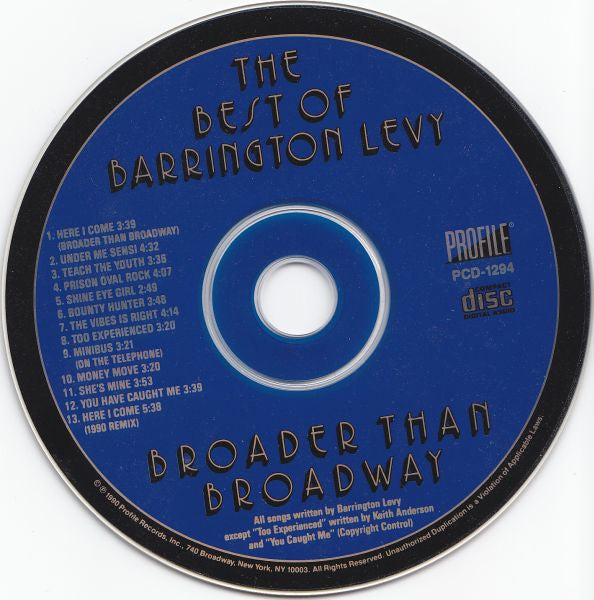 Barrington Levy : Broader Than Broadway - The Best Of Barrington Levy (CD, Comp)