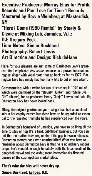 Barrington Levy : Broader Than Broadway - The Best Of Barrington Levy (CD, Comp)