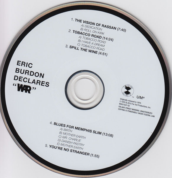 Eric Burdon & War : Eric Burdon Declares "War" (CD, Album, RE, RM)