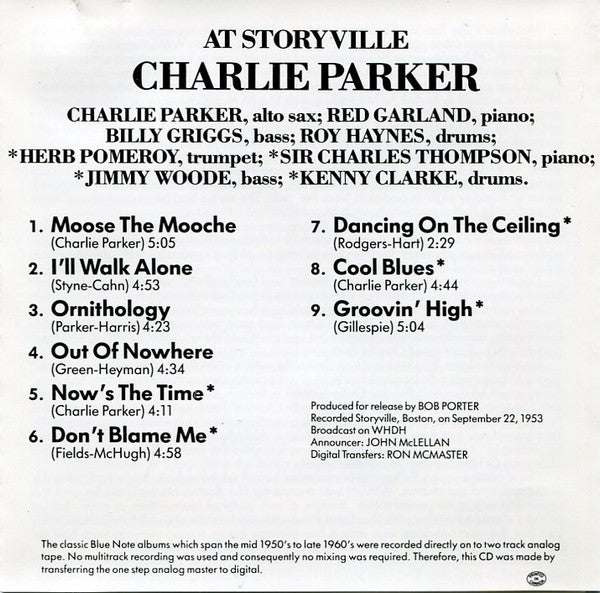 Charlie Parker : At Storyville (CD, Album, RE)