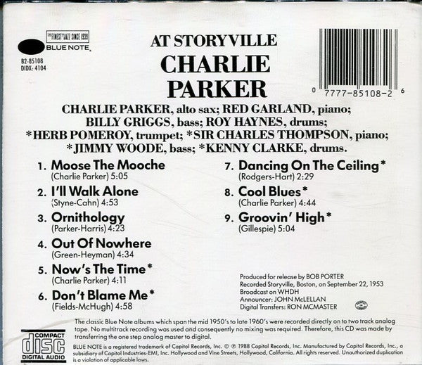 Charlie Parker : At Storyville (CD, Album, RE)