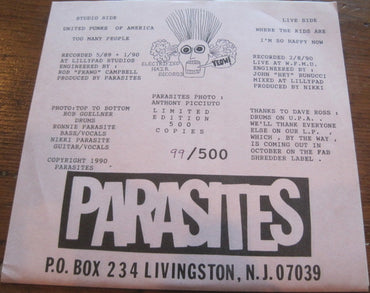 Parasites : Where The Kids Are E.P. (7", EP, Ltd, Num)