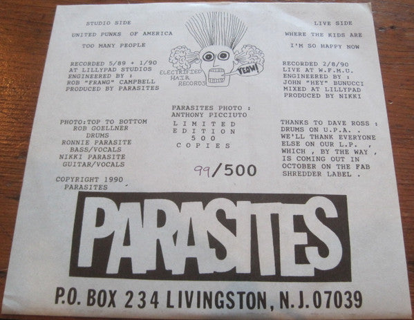 Parasites : Where The Kids Are E.P. (7", EP, Ltd, Num)
