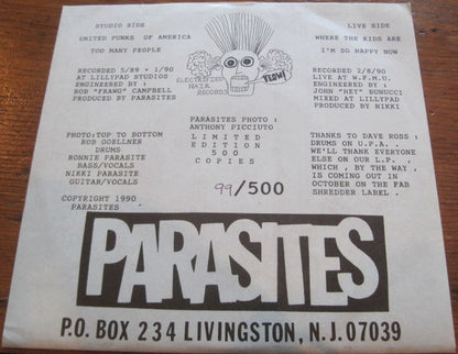 Parasites : Where The Kids Are E.P. (7", EP, Ltd, Num)