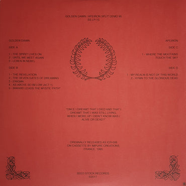 Golden Dawn / Apeiron (8) : Split Demo 95 (2xLP, Ltd, RE, RM)
