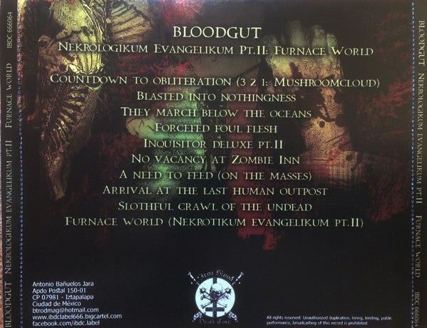 Bloodgut : Nekrologikum Evangelikum Pt.II: Furnage World (CD, Album, Ltd, RE)