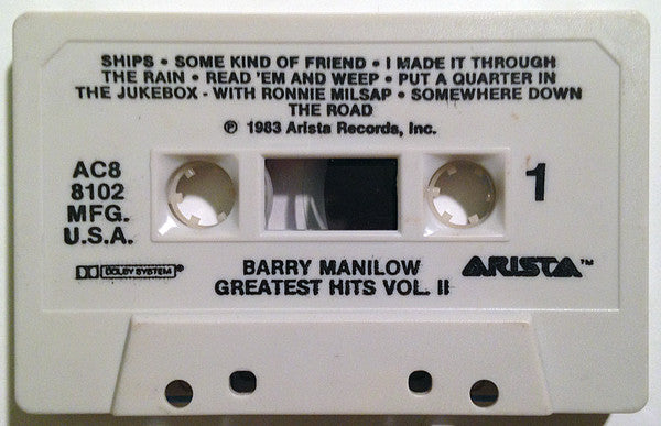 Barry Manilow : Greatest Hits Volume II (Cass, Comp, Dol)