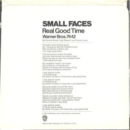 Faces (3) : Real Good Time (7", Single, Mono, Promo)