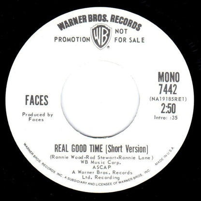 Faces (3) : Real Good Time (7", Single, Mono, Promo)