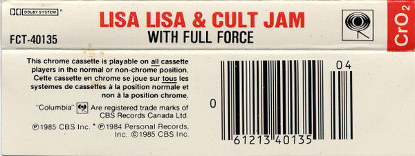Lisa Lisa & Cult Jam With Full Force : Lisa Lisa & Cult Jam With Full Force (Cass, Album, CrO)