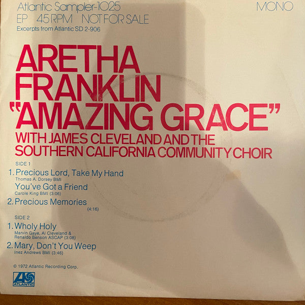 Aretha Franklin : Amazing Grace (7", EP, Promo)